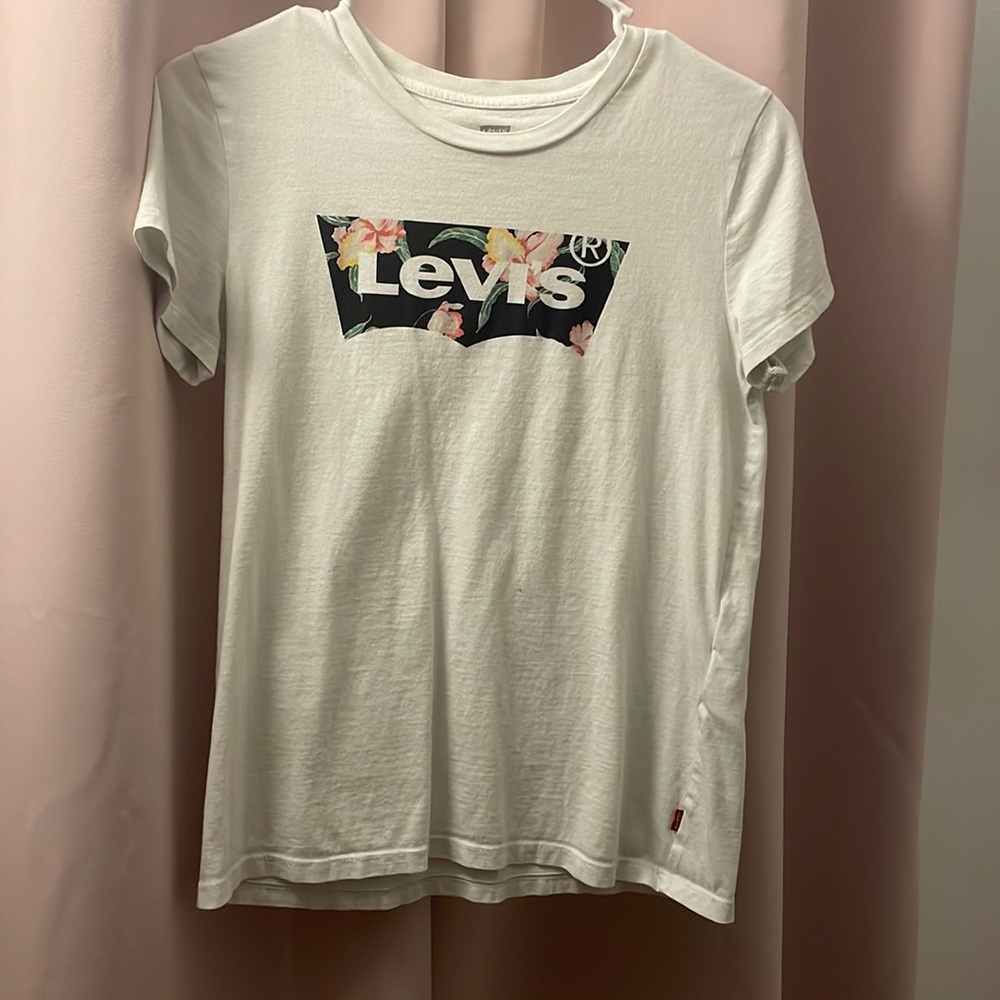 Levis white shirt with flowers.